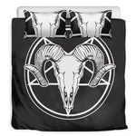 Satan Goat Skull Pentagram Print Duvet Cover Bedding Set