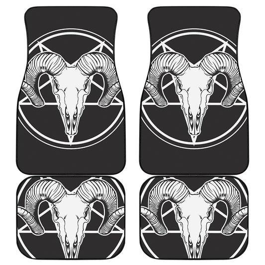 Satan Goat Skull Pentagram Print Front and Back Car Floor Mats