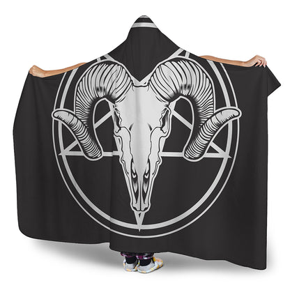 Satan Goat Skull Pentagram Print Hooded Blanket