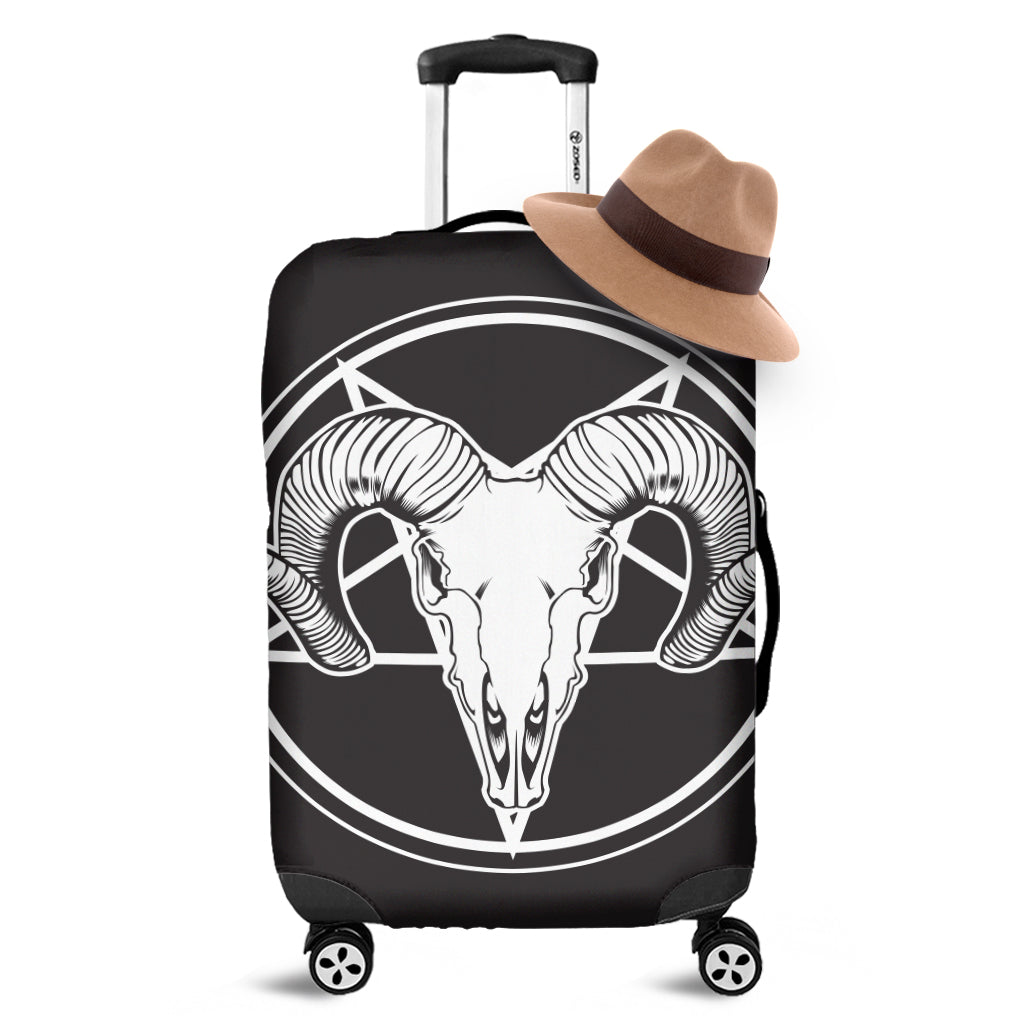 Satan Goat Skull Pentagram Print Luggage Cover