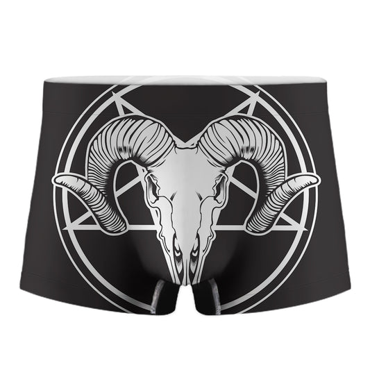 Satan Goat Skull Pentagram Print Men's Boxer Briefs