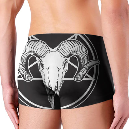 Satan Goat Skull Pentagram Print Men's Boxer Briefs