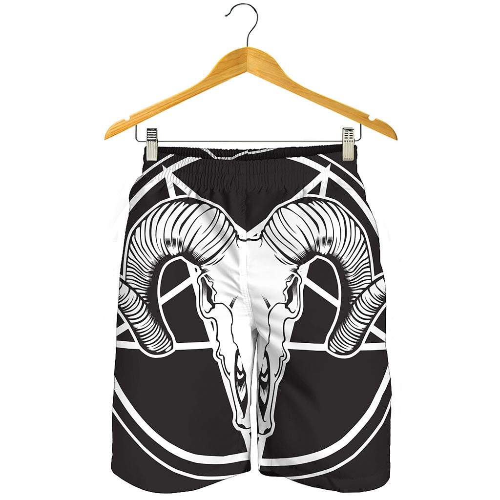 Satan Goat Skull Pentagram Print Men's Shorts