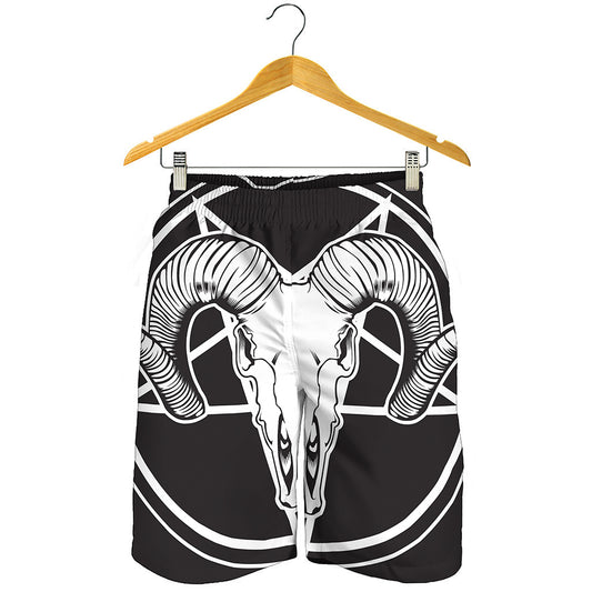 Satan Goat Skull Pentagram Print Men's Shorts