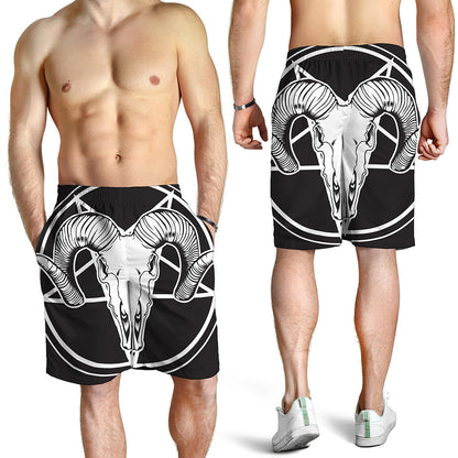 Satan Goat Skull Pentagram Print Men's Shorts