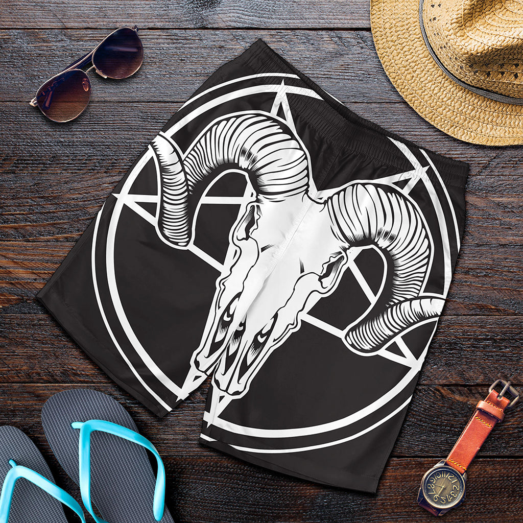 Satan Goat Skull Pentagram Print Men's Shorts