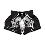 Satan Goat Skull Pentagram Print Muay Thai Boxing Shorts