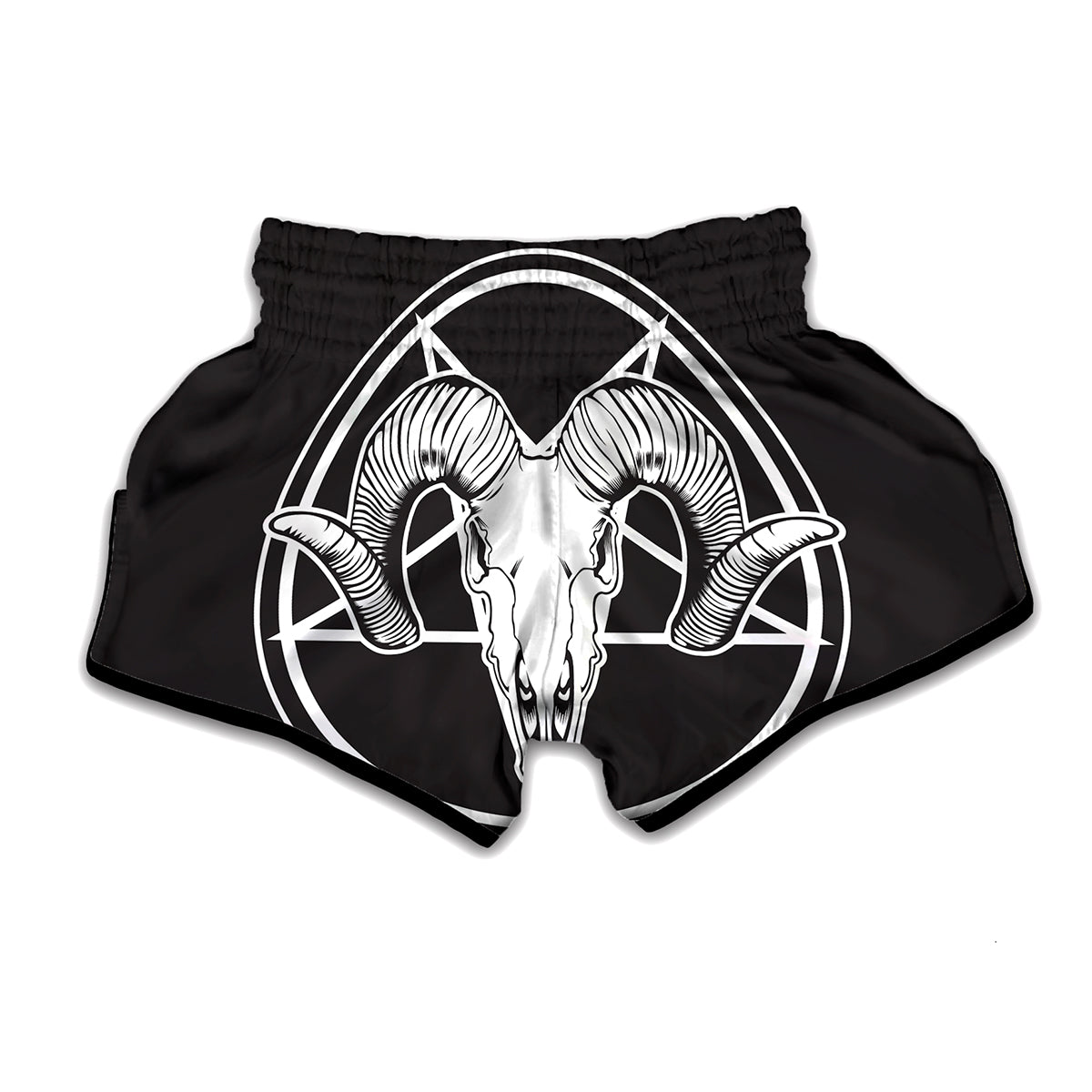 Satan Goat Skull Pentagram Print Muay Thai Boxing Shorts