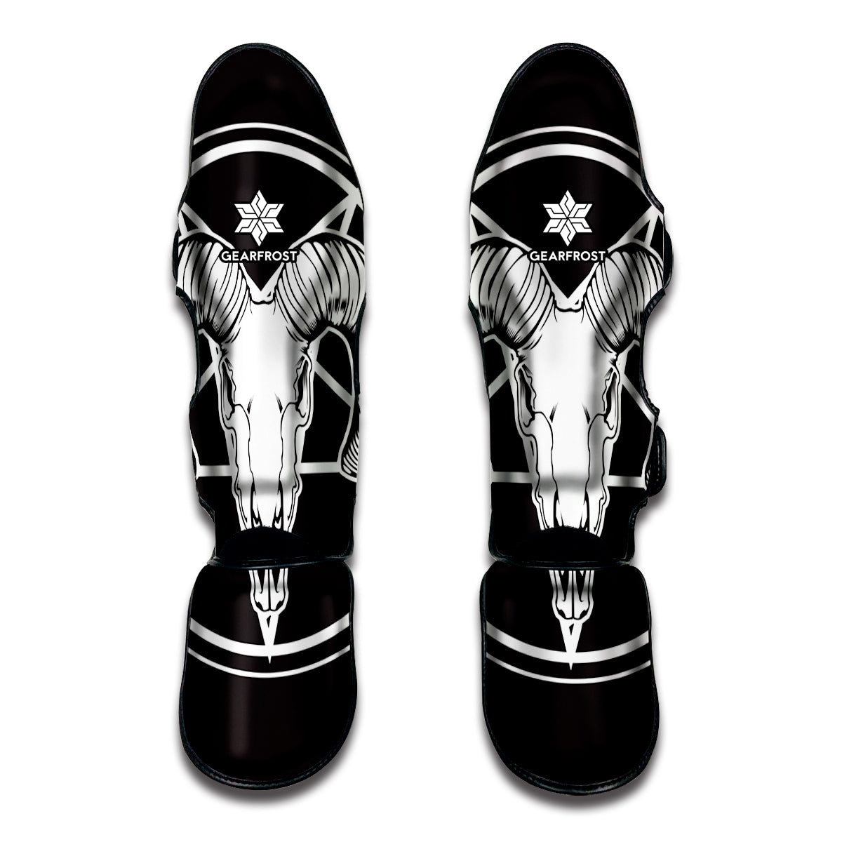 Satan Goat Skull Pentagram Print Muay Thai Shin Guard