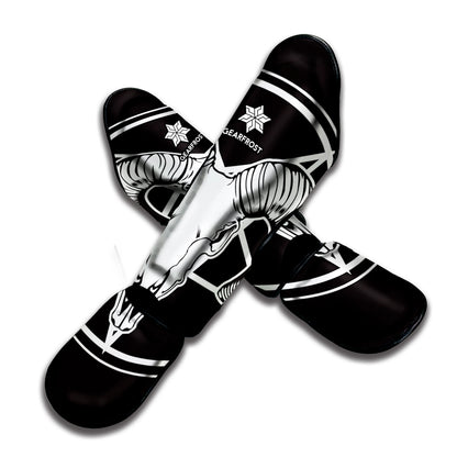 Satan Goat Skull Pentagram Print Muay Thai Shin Guard