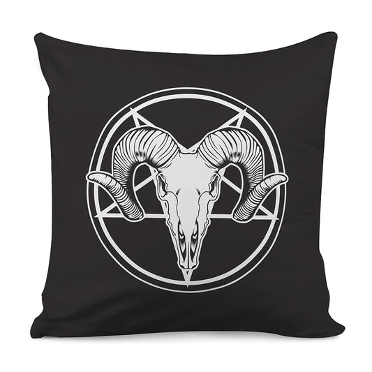 Satan Goat Skull Pentagram Print Pillow Cover