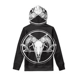 Satan Goat Skull Pentagram Print Pullover Hoodie