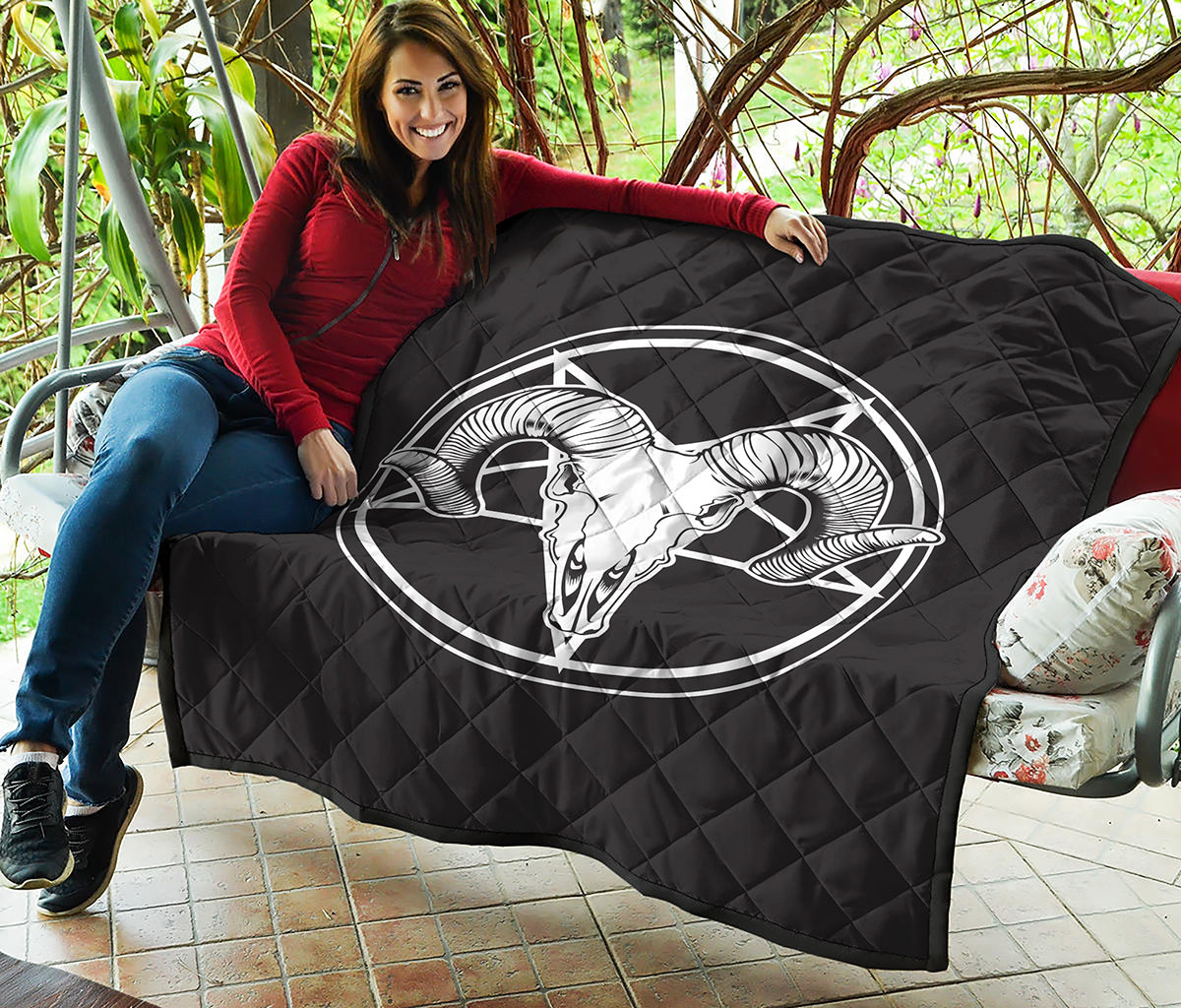 Satan Goat Skull Pentagram Print Quilt