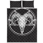 Satan Goat Skull Pentagram Print Quilt Bed Set