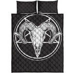 Satan Goat Skull Pentagram Print Quilt Bed Set