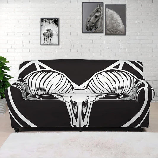 Satan Goat Skull Pentagram Print Sofa Cover