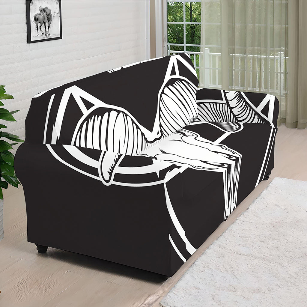 Satan Goat Skull Pentagram Print Sofa Cover