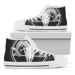 Satan Goat Skull Pentagram Print White High Top Shoes