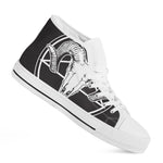 Satan Goat Skull Pentagram Print White High Top Shoes