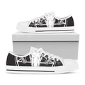 Satan Goat Skull Pentagram Print White Low Top Sneakers