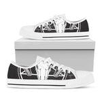 Satan Goat Skull Pentagram Print White Low Top Shoes