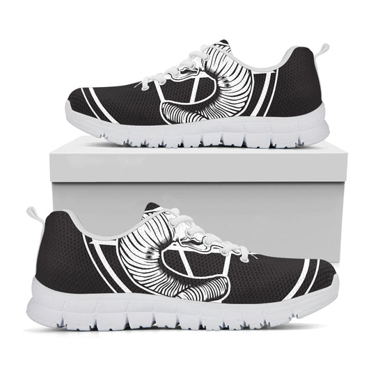 Satan Goat Skull Pentagram Print White Sneakers