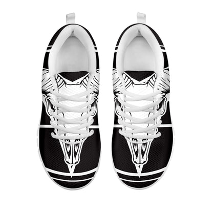 Satan Goat Skull Pentagram Print White Sneakers