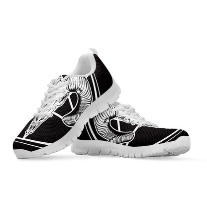 Satan Goat Skull Pentagram Print White Sneakers