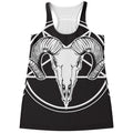 Satan Goat Skull Pentagram Print Women's Racerback Tank Top