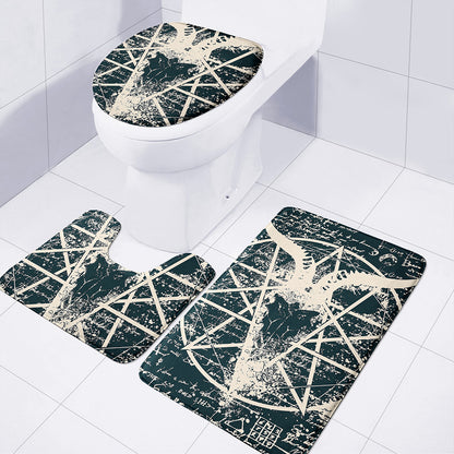 Satan Goat Skull Symbol Print 3 Piece Bath Mat Set