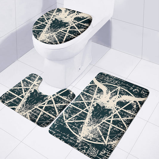 Satan Goat Skull Symbol Print 3 Piece Bath Mat Set