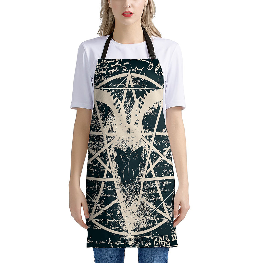 Satan Goat Skull Symbol Print Apron