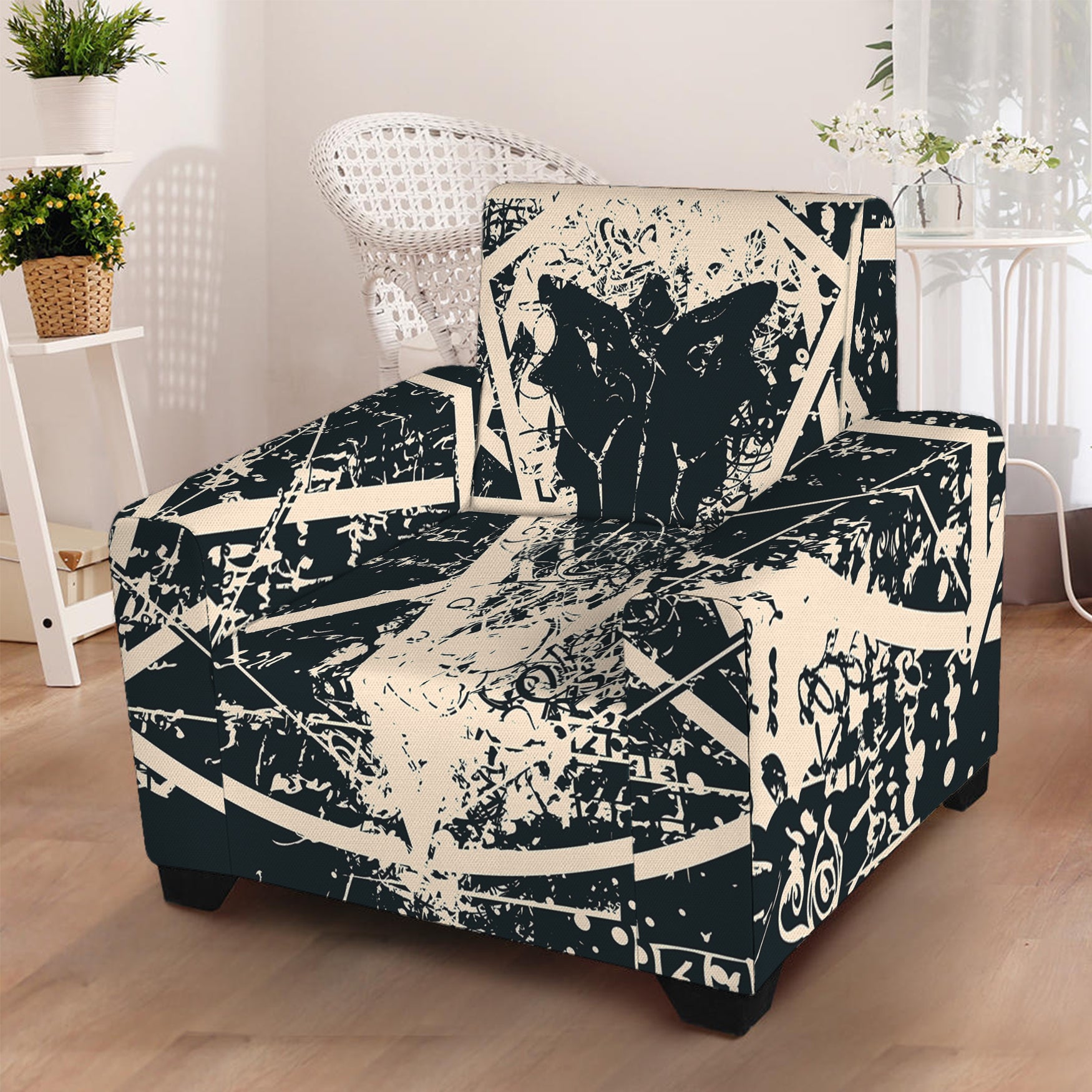 Satan Goat Skull Symbol Print Armchair Slipcover