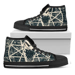 Satan Goat Skull Symbol Print Black High Top Shoes