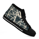 Satan Goat Skull Symbol Print Black High Top Shoes