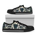 Satan Goat Skull Symbol Print Black Low Top Sneakers
