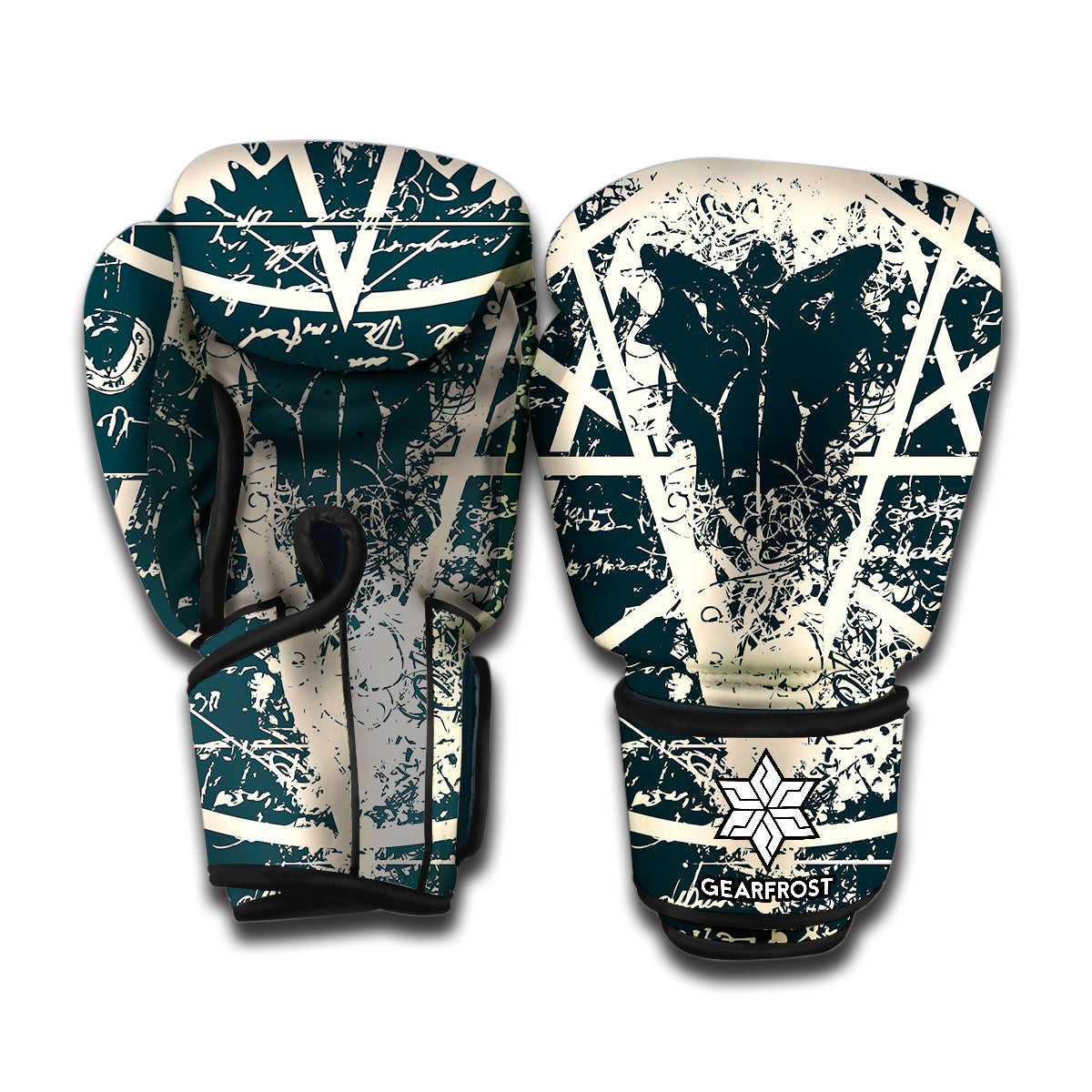 Satan Goat Skull Symbol Print Boxing Gloves