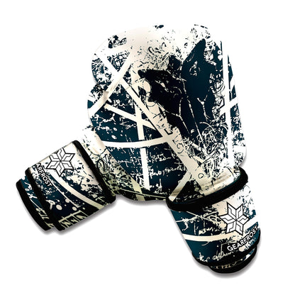 Satan Goat Skull Symbol Print Boxing Gloves