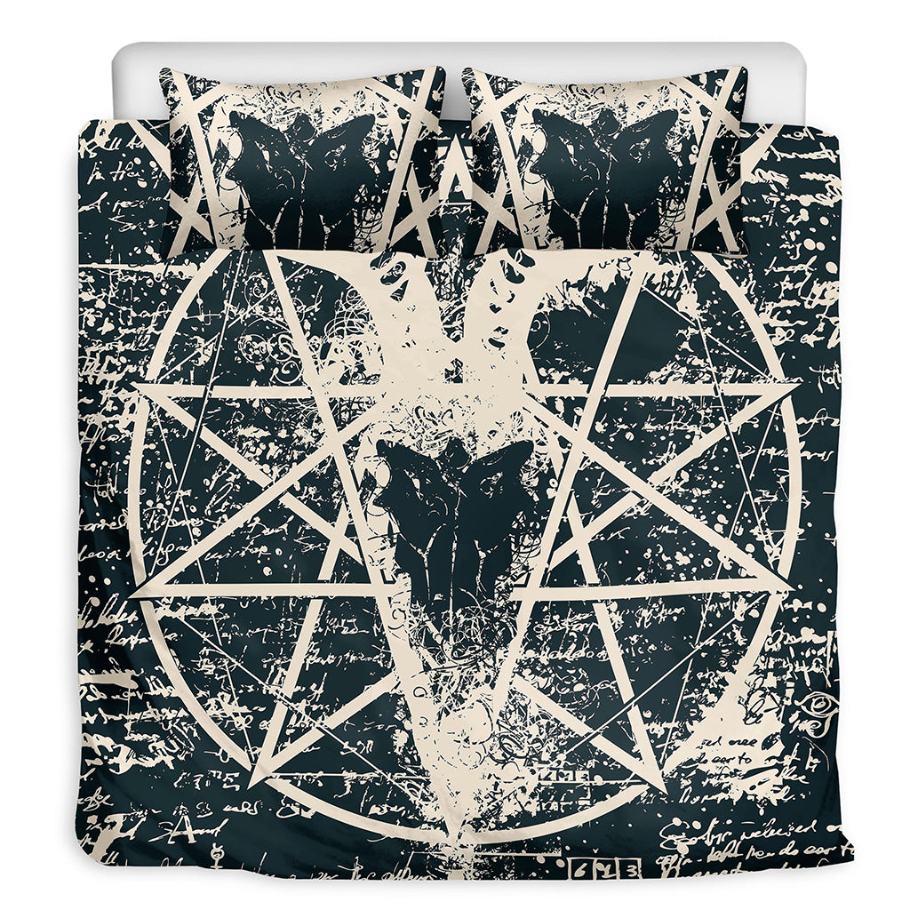 Satan Goat Skull Symbol Print Duvet Cover Bedding Set
