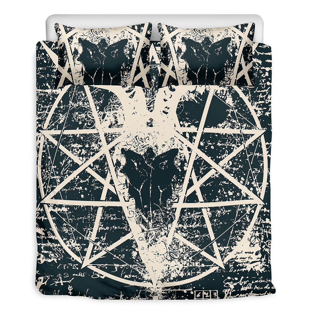 Satan Goat Skull Symbol Print Duvet Cover Bedding Set