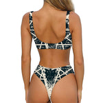 Satan Goat Skull Symbol Print Front Bow Tie Bikini