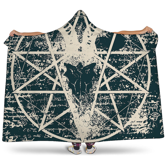 Satan Goat Skull Symbol Print Hooded Blanket