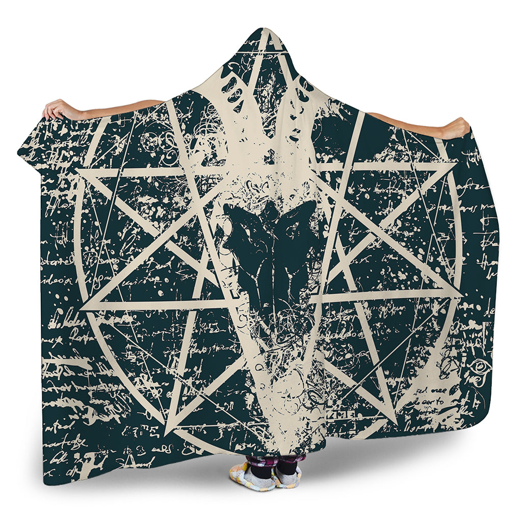 Satan Goat Skull Symbol Print Hooded Blanket