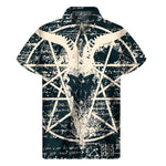 Satan Goat Skull Symbol Print Men's Short Sleeve Shirt