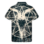 Satan Goat Skull Symbol Print Men's Short Sleeve Shirt