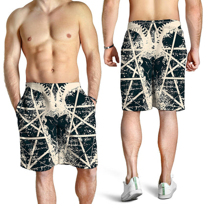 Satan Goat Skull Symbol Print Men's Shorts