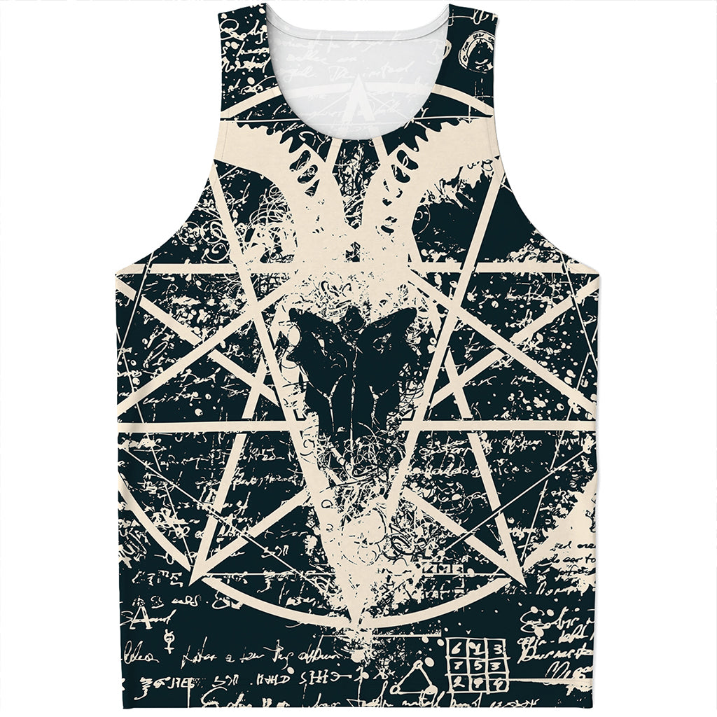 Satan Goat Skull Symbol Print Men's Tank Top