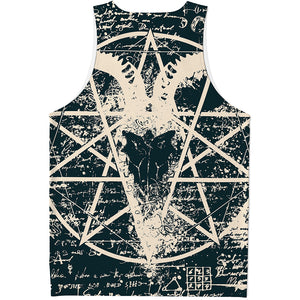 Satan Goat Skull Symbol Print Men's Tank Top