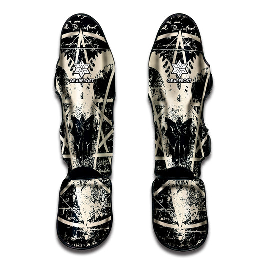 Satan Goat Skull Symbol Print Muay Thai Shin Guard