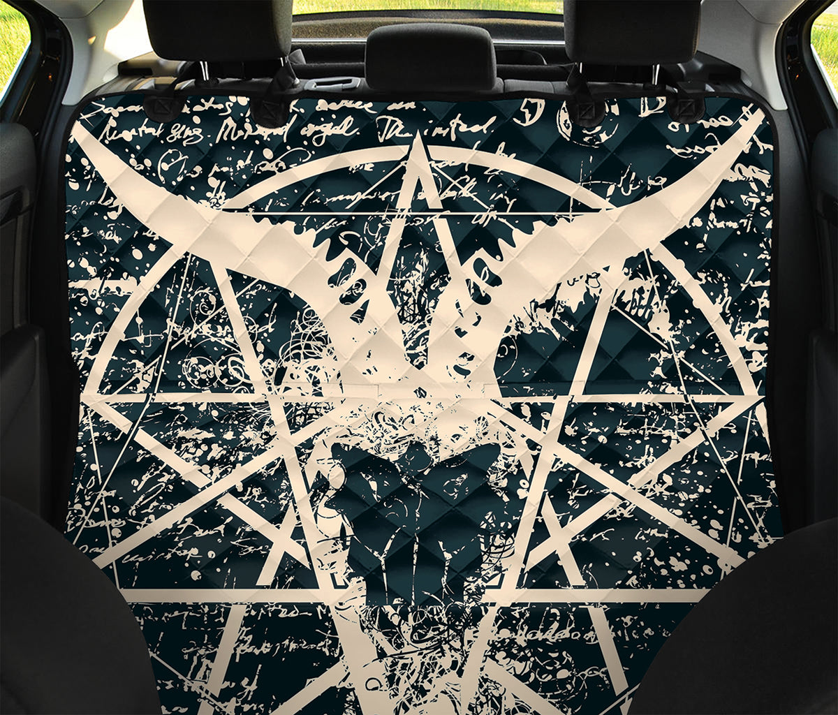 Satan Goat Skull Symbol Print Pet Car Back Seat Cover